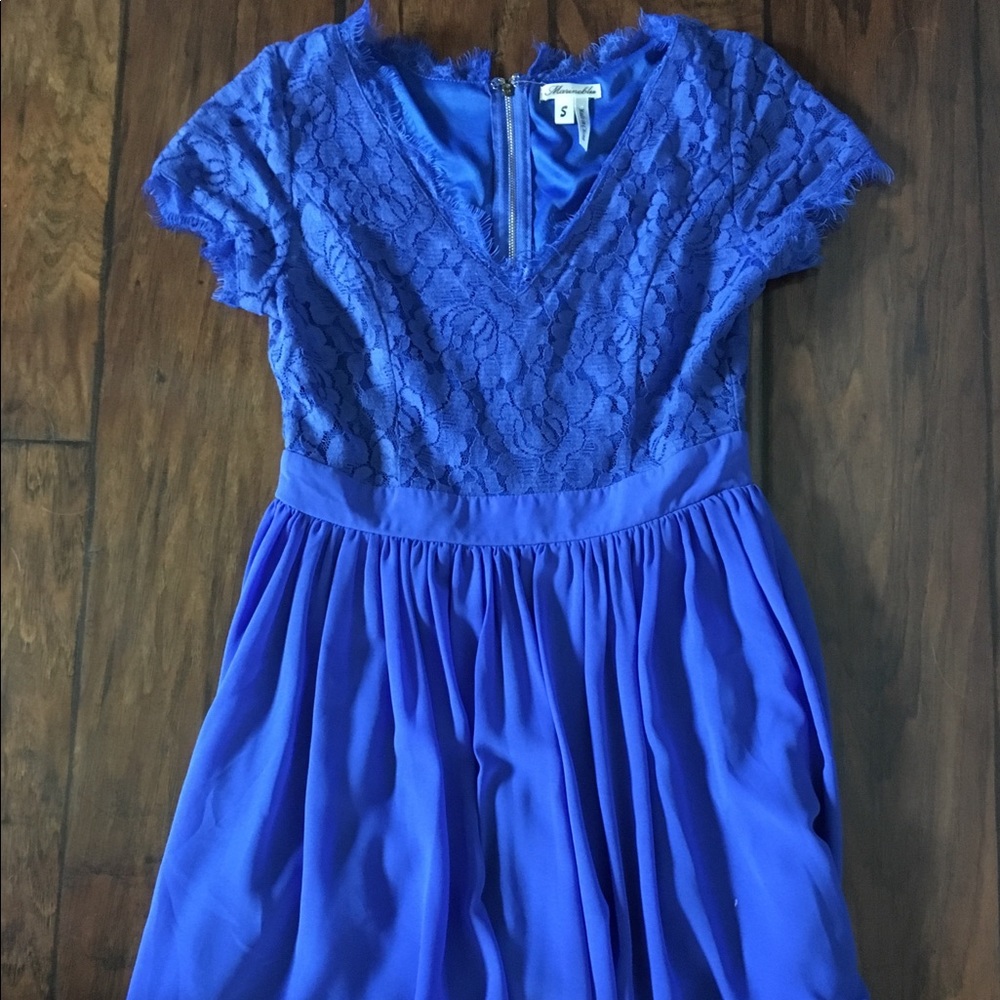 Blue lace mini dress
